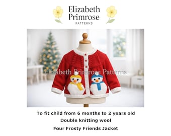 Four Frosty Friends Jacket Knitting Pattern P15, DK, 6–24 Months, (Digital Download)