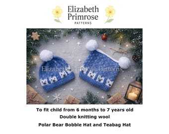 Polar Bear Hats Knitting Pattern P180 — Children's 6 Months to 7 Years (Digital Download)