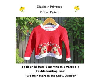 P38 Two Rudolph the Red Nosed Reindeers in the Snow Jumper