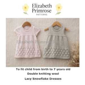 Lacy Snowflake Children/Baby Dresses Knitting Pattern, P121, Birth - 7 Years (Digital Download)