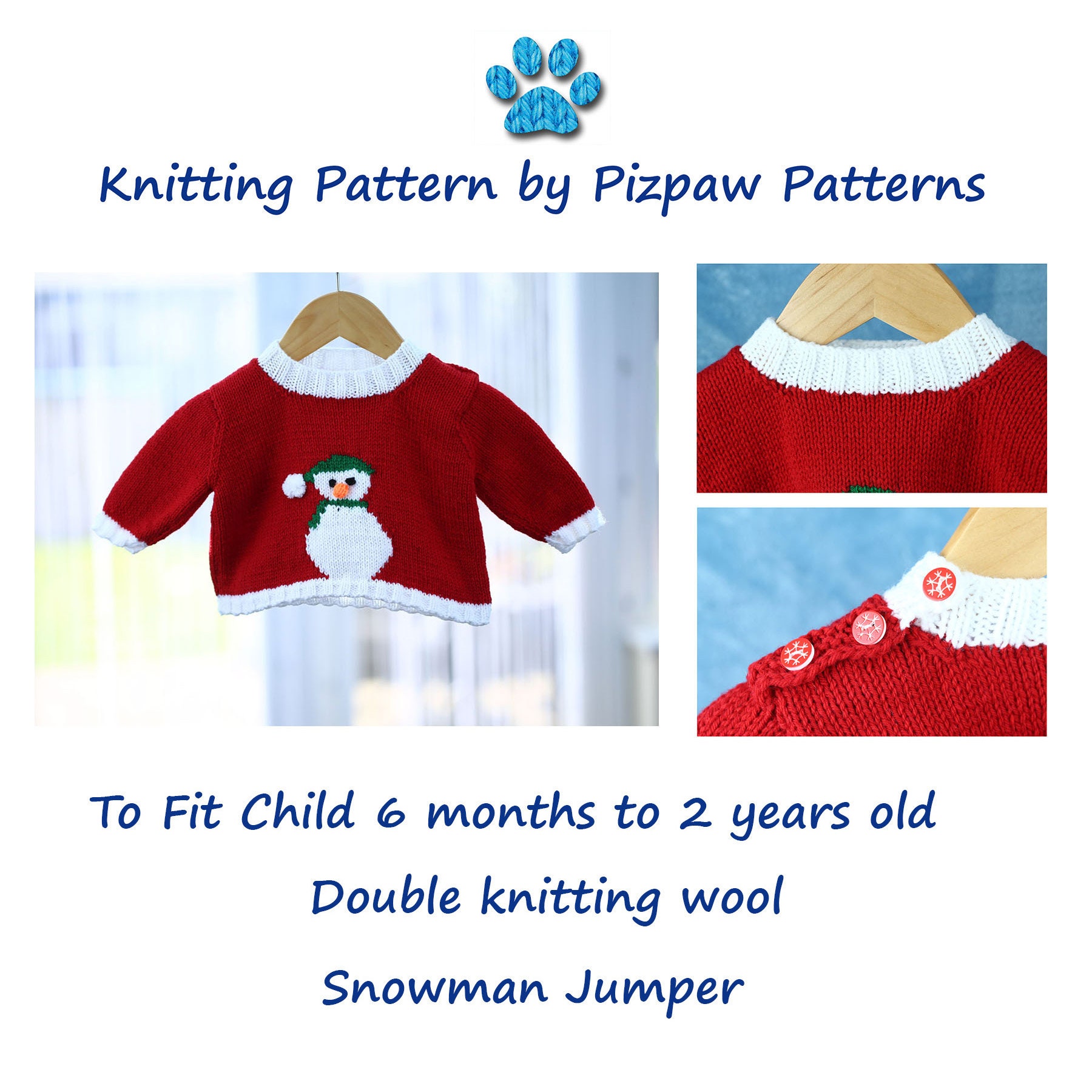 Snowman Jumper knitting pattern 12 to fit 6 12 18 and 24 Etsy