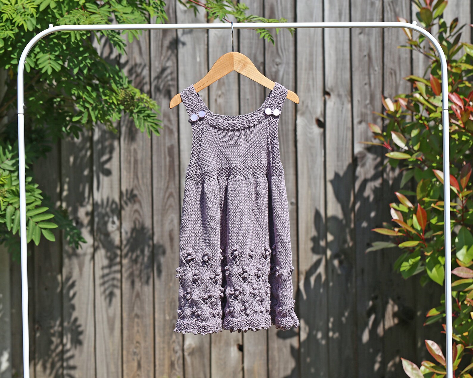 Girl s Sundress With Bobble Flowers 26 Knitting Pattern Etsy