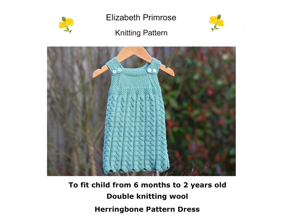 P41 Herringbone Pattern Dress Knitting Pattern to Fit Baby/toddler