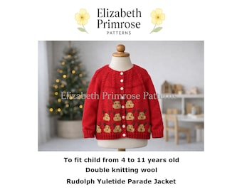 Rudolph Yuletide Parade Jacket Knitting Pattern P118, Children’s DK 4–11 Years, (Digital Download)