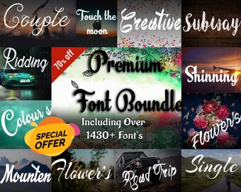 1430+ Premium Fonts 2019 Font Bundle - Ultimate Calligraphy, Unique Font Collection - Embroidery & Script Cursive fonts