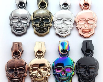 8 colours, Skull #5 Zipper Pulls, nylon zip pulls