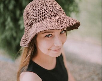 brown hand crochet cotton hat, summer hat, cotton hat, handmade, beige, blue, ivory, red hat, hand knitted, sun hat