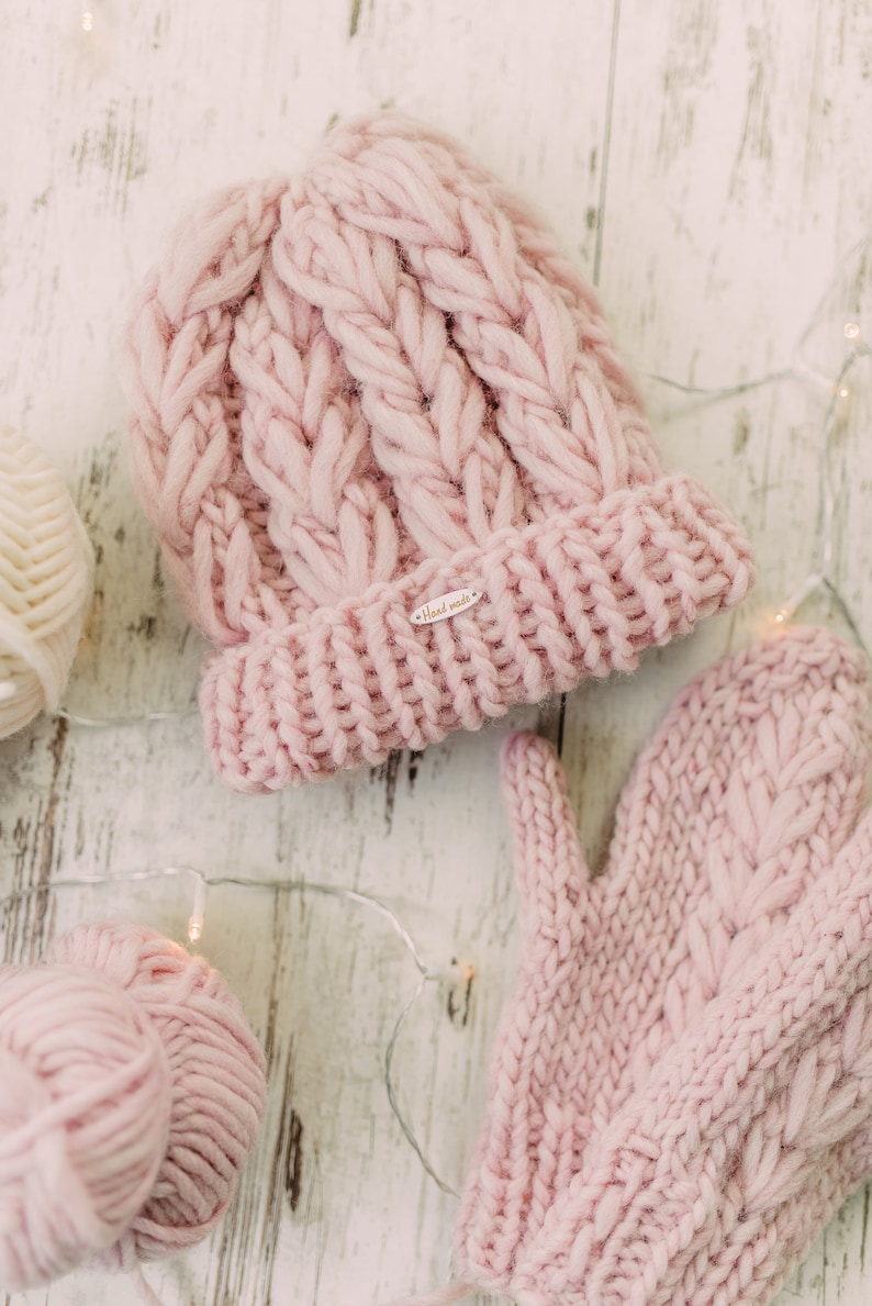 Winter Wool Set Women/knitted Wool Set/winter Chunky Etsy