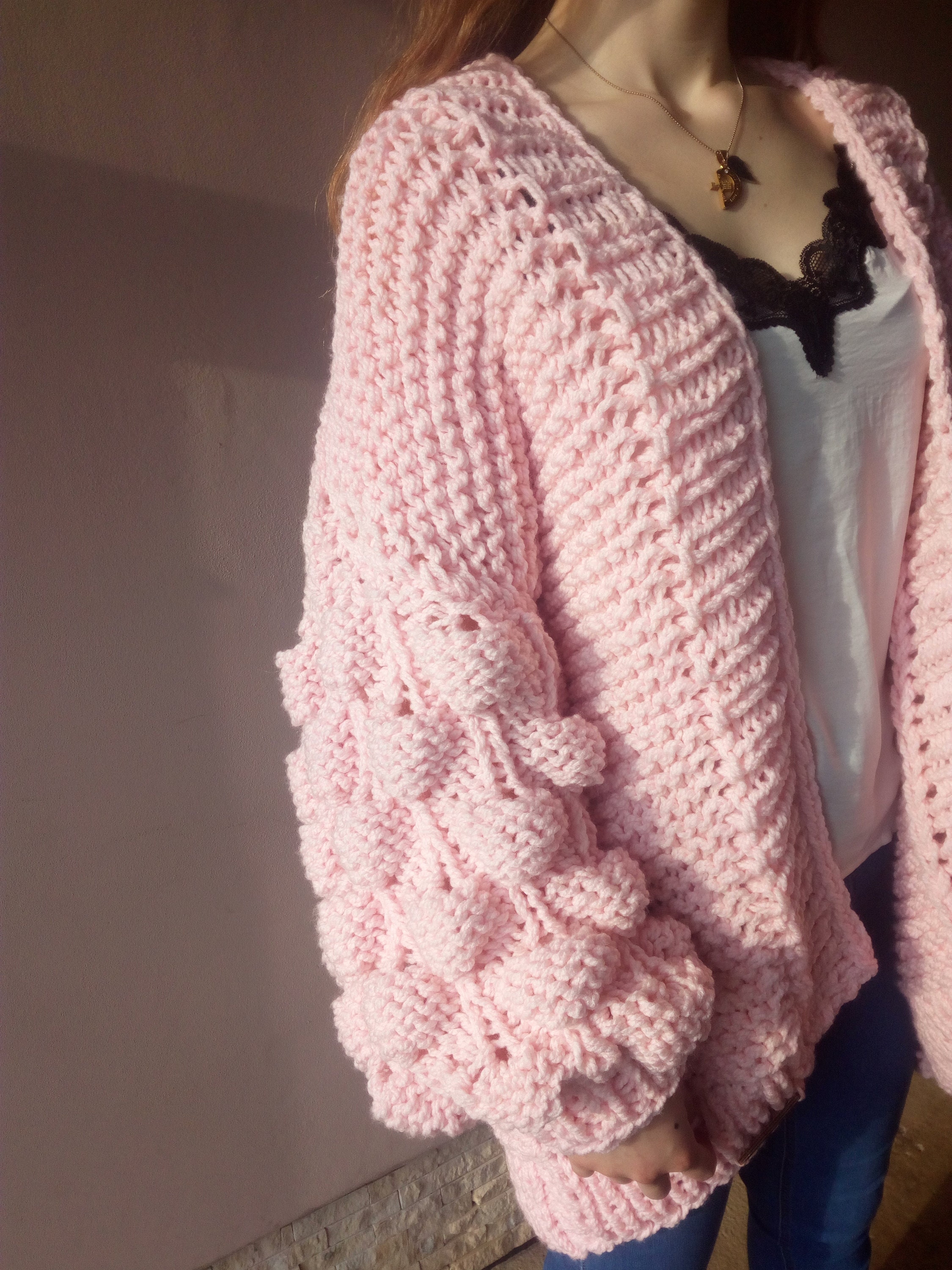 pink bubble cardigan