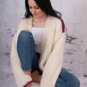hand knit oversize mohair bomber, chunky  sweater, open front jumper, winter bomber cardigan, fluffy sweater, women sweater,
