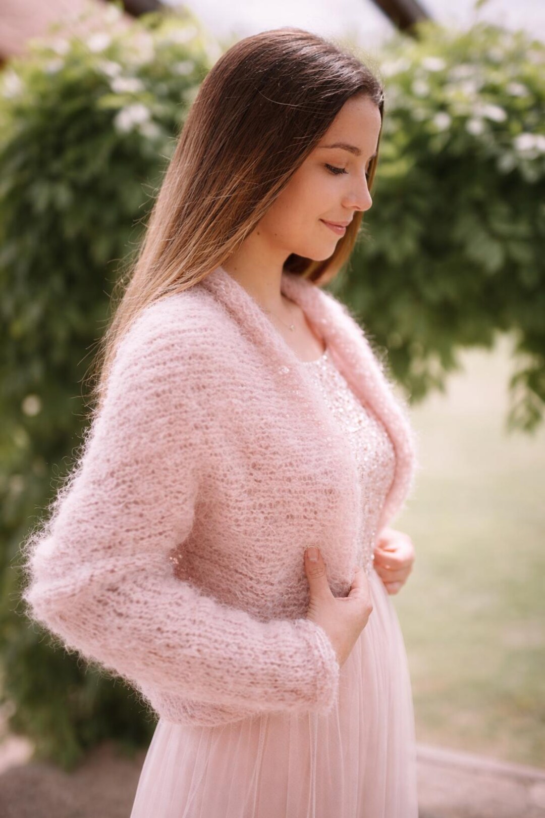 pink shrugs for dresses Long Sleeve Pink Shrugs And Boleros For Evening Dresses Meichang Womens  Summer Shrug Chiffon Open Front