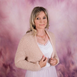 soft Bridal alpaca bolero SARAH in rosewater, cover up/Pullover/hand knit cardigan/wedding shrug/sweater/ jacket/bridesmaid/women