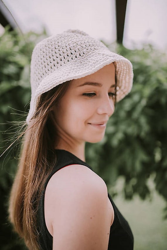 Hand-Crocheted Bucket Hat in Light Beige - Women\'s Summer Hat Crochet bucket hat in light beige main image 3