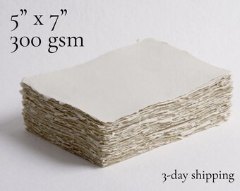 5" x 7" 300gsm, Light Sand Deckle Edge Paper // Cotton Paper, Invitation Paper, Fine Art Wedding, Calligraphy Paper, Deckled Edge Paper