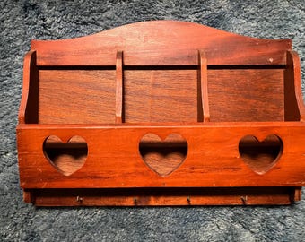 Vintage Wood Mail And Key Holder
