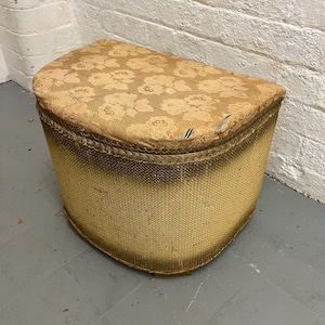 Antique Woven Ottoman Footstool Laundry Basket