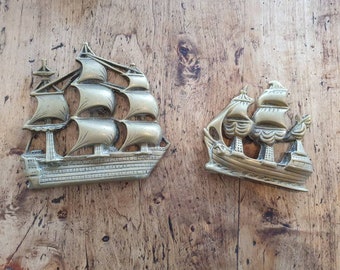 Pair Of Antique Nautical Decorative Brass Ornaments *