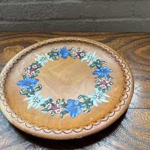 Vintage Hand Painted Wooden Wall Plaque: