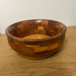 Vintage Teak & Afromasia Wooden Bowl Circa 1950s #B