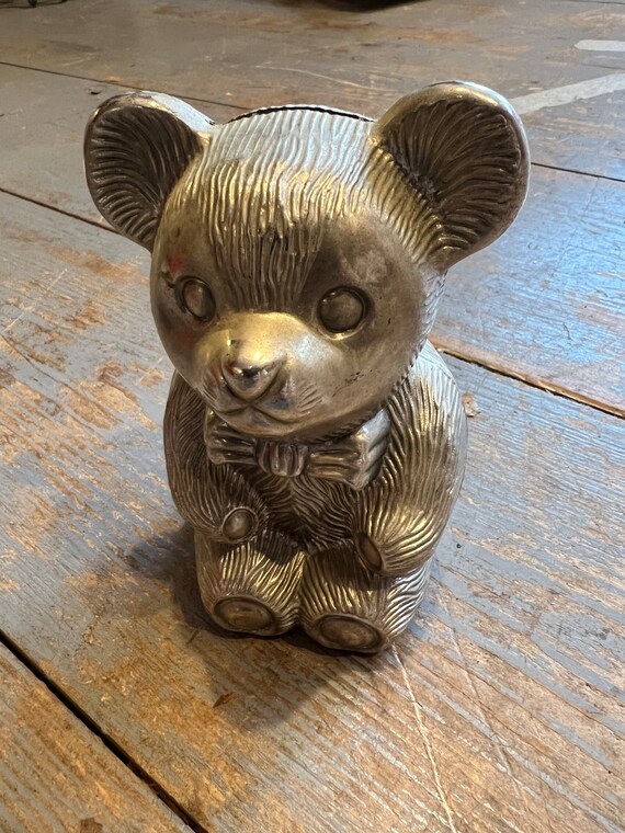 ヴィンテージ シルバーメッキ クマの貯金箱 : - Etsy 日本