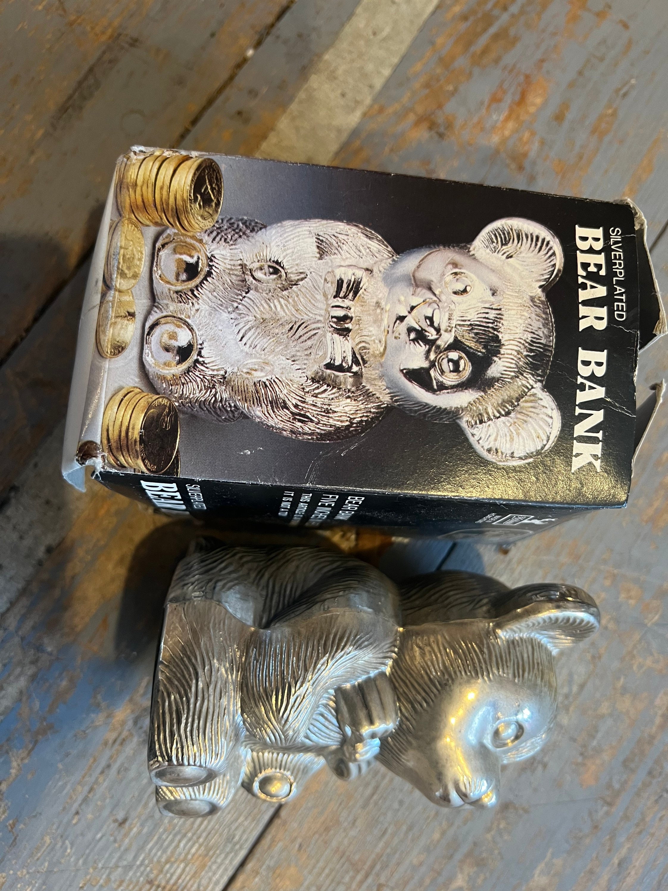 ヴィンテージ シルバーメッキ クマの貯金箱 : - Etsy 日本