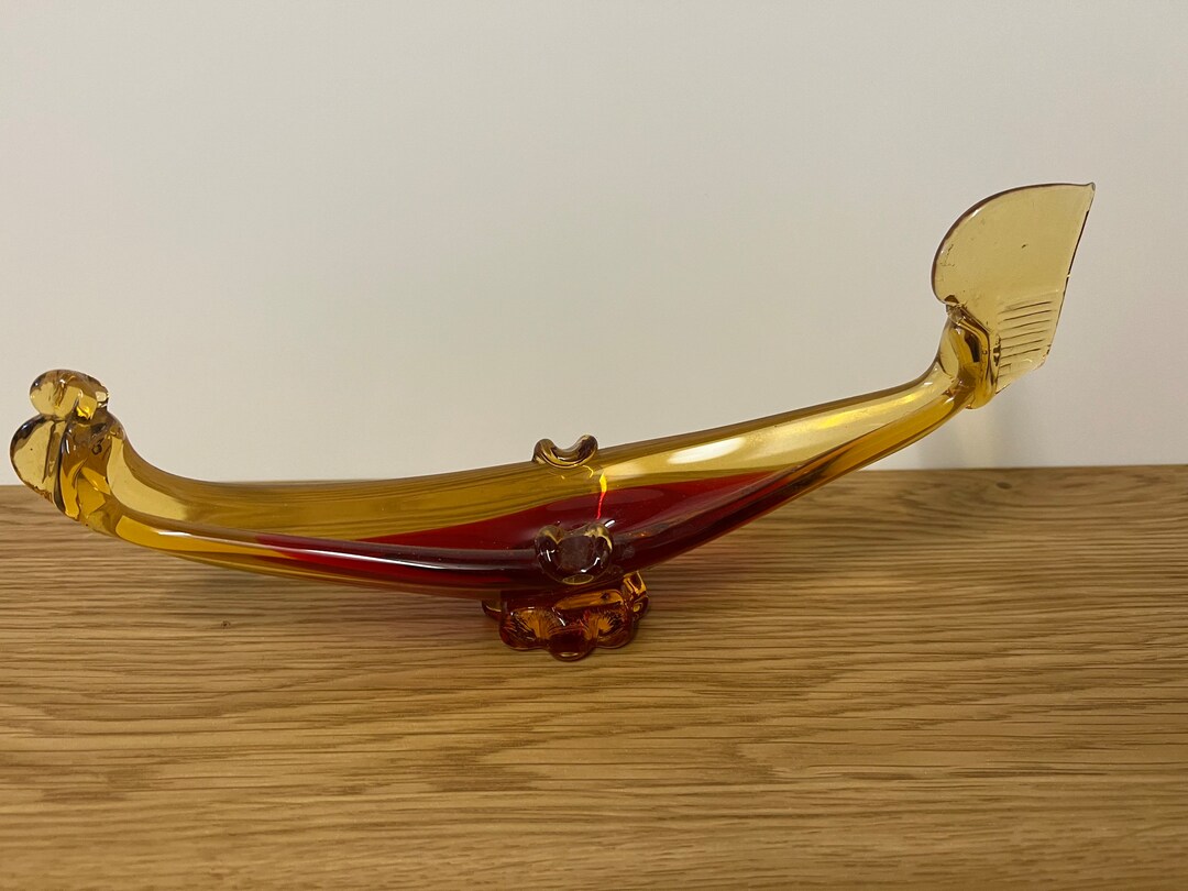 Vintage Glass Gondola Ashtray Etsy