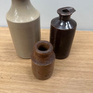 Group Of Small Antique Earthenware Ink Bottles ##