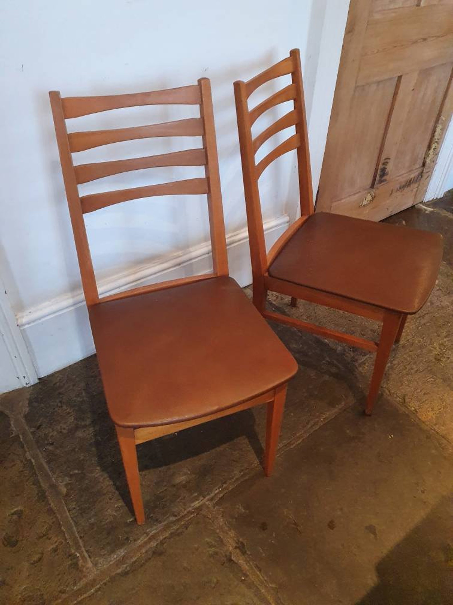 Pair Of Original Mid Century Beech Chairs By Schreiber Etsy