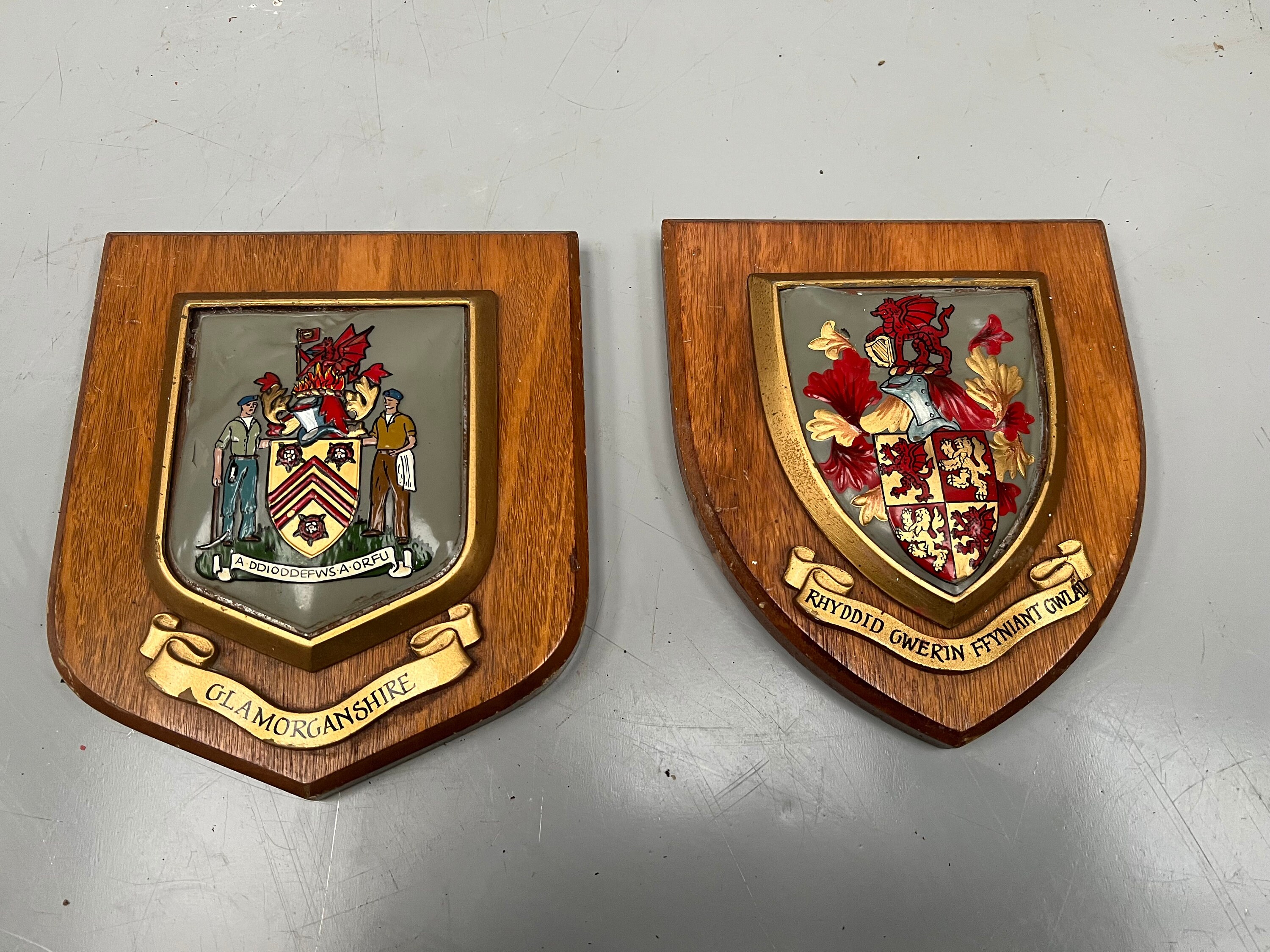 Pair Of Military Wall Plaques Royal Glamorganshire  Regiment