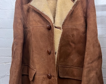 Vintage 'Winterclad' Sheepskin Coat, Made in England (Size L)