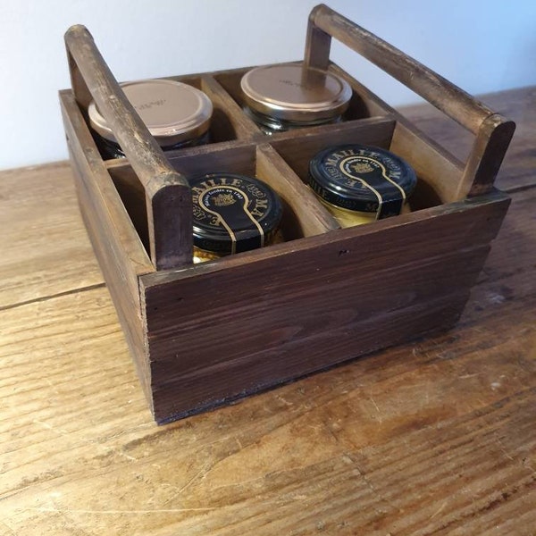 Small Vintage Wooden Crates For Jar Storage