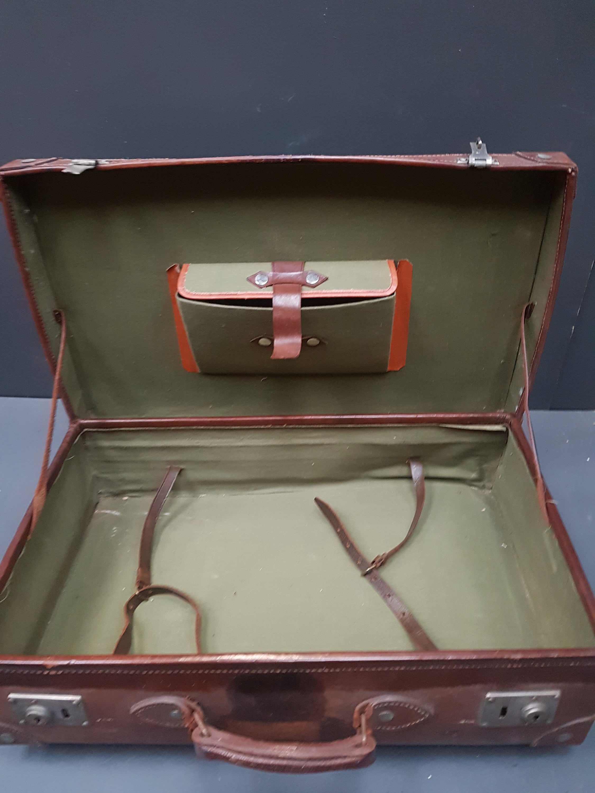 Vintage Leather Suitcase in Need of Repair Etsy