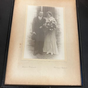 Vintage Black & White Sepia Framed Wedding Photo: