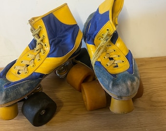 Vintage Roller Derby Skates  Blue & Yellow- Skating Rink