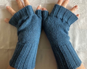Fingerlose Handschuhe "Robusto Color", 100% Alpaka, Jeansblau