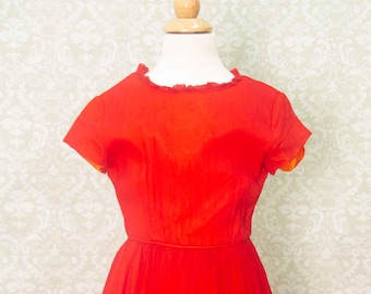 1960's Girls Vintage Red Color Dress