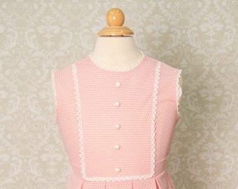 1970s Cinderella Brand Pink Color White Dot Girls Dress