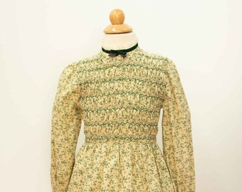 Polly Flinders Hand Smoked Green Floral Dress