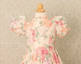 1980's Girls Vintage Floral Dress