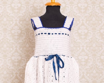 Hand Crochet Smocked Top Girls Dress