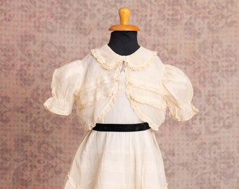 1930's Ivory Colour Lace Trim Tiered Ruffle Girls Dress