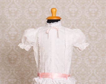 1980s Marthas Miniatures White Color Ruffles Girls Dress