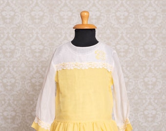 1970s Cinderella Brand Semi Sheer Yellow Color Girls Dress