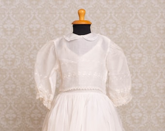 1950s Daddy's Girl White Color Sheer Girls Dress