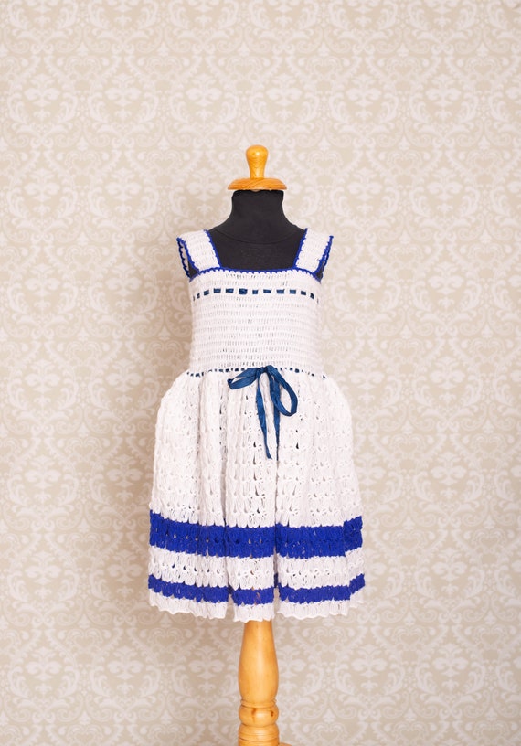 Hand Crochet Smocked Top Girls Dress