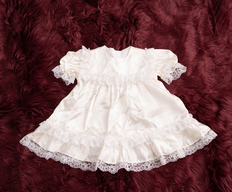 Alexis Ivory Satin Lace Trim Baby Girl Dress