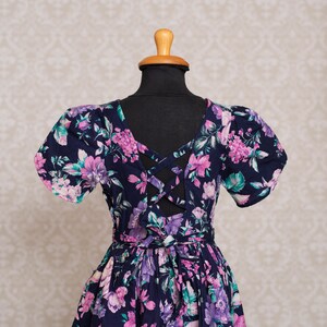 1990s Eve Too Black Color Floral Print Girl Dress image 7