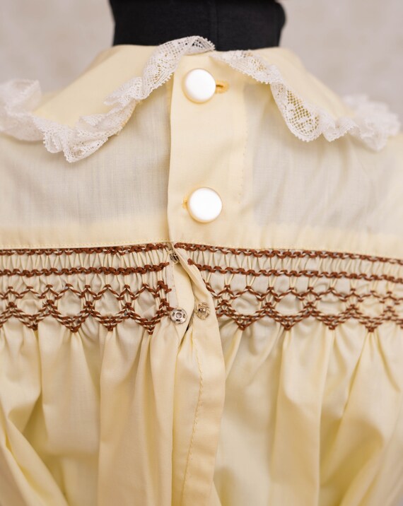 Hand Smocked Pale Yellow Girls Dress - image 8