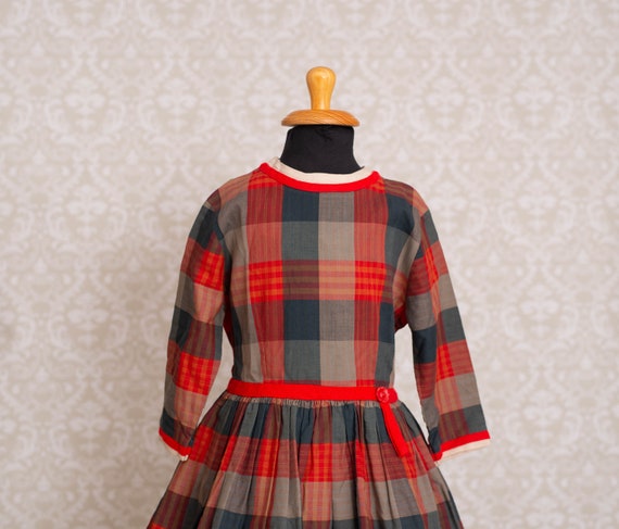 Cinderella Brand 1960 s Red Plaid Girls Dress Etsy