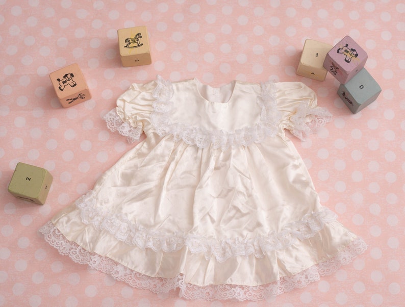 Alexis Ivory Satin Lace Trim Baby Girl Dress